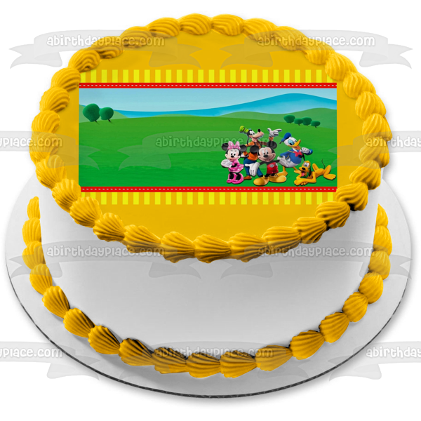 Mickey Mouse Club House Border Minnie Donald Goofy Plutón Adorno comestible para tarta Marco de imagen ABPID00169 