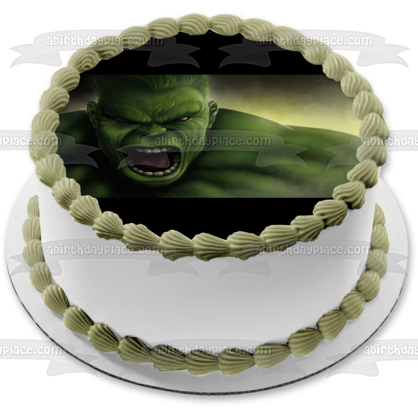 The Avengers The Hulk Angry Bruce Banner Face Edible Cake Topper Image ABPID00186