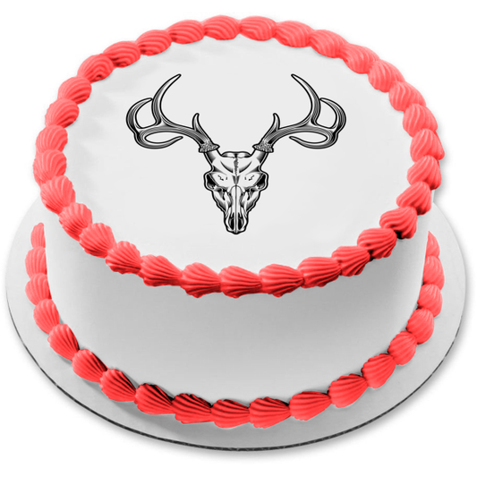 Hunting Deer Head Skull Illustration Edible Cake Topper Image ABPID00191