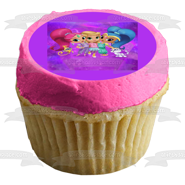 Shimmer and Shine Leah Pets Fondo morado Imagen comestible para decoración de tarta ABPID00220 