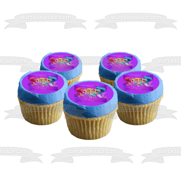 Shimmer and Shine Leah Pets Fondo morado Imagen comestible para decoración de tarta ABPID00220 