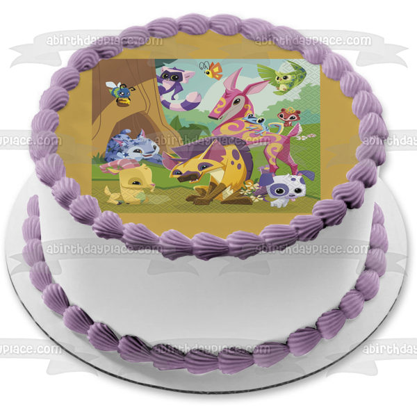 Adorno comestible para tarta con varios personajes de Animal Jam, imagen ABPID00228 