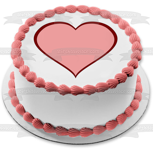 Imagen comestible para decoración de tarta con bordes rojos y corazón rosa ABPID00307 