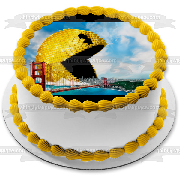 Pac Man Pixels Puente de San Francisco Adorno comestible para tarta Imagen ABPID00330 