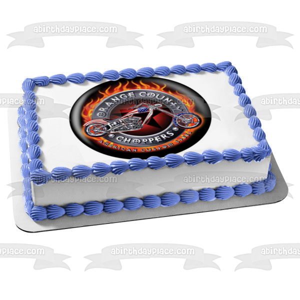 Imagen de decoración comestible para tartas con motocicletas de acero personalizadas americanas de Orange County Choppers ABPID00347 