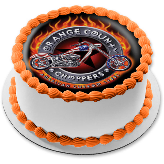 Imagen de decoración comestible para tartas con motocicletas de acero personalizadas americanas de Orange County Choppers ABPID00347 