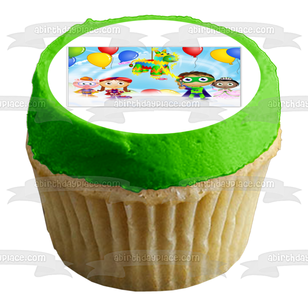 Super Why Princess Pea Alpha Pig Little Red Riding Hood Pinata Balloons Edible Cake Topper Image ABPID00355