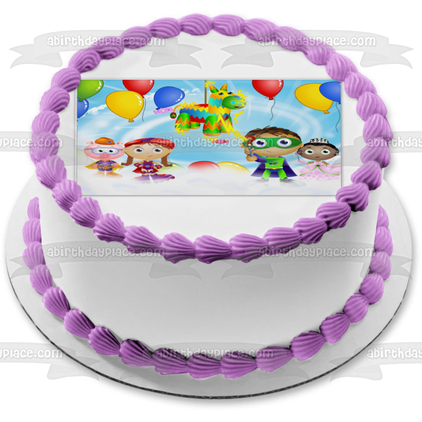 Super Why Princess Pea Alpha Pig Little Red Riding Hood Pinata Balloons Edible Cake Topper Image ABPID00355