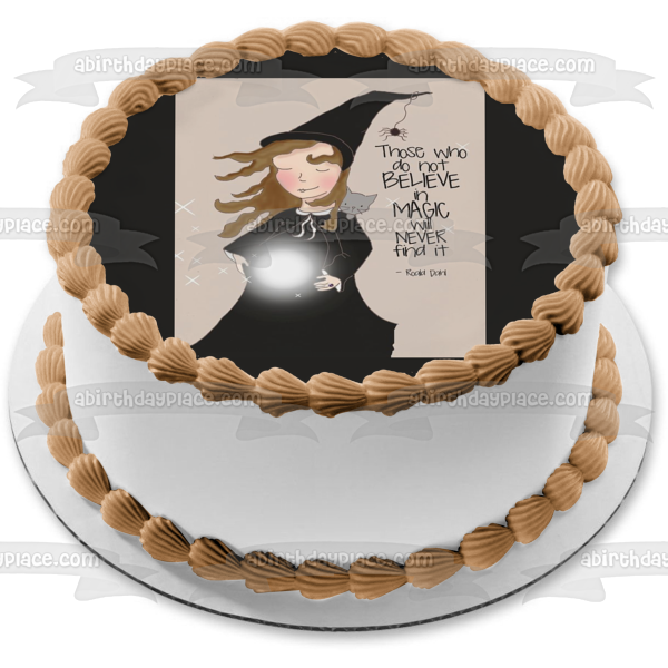 Witch Cat Crystal Ball Those Who Do Not Believe In Magic Will Never Find It Edible Cake Topper Image ABPID00390