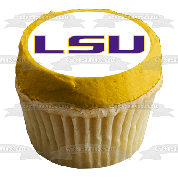 Imagen comestible para tarta con logotipo de LSU Tigers y Lady Tigers, equipos atléticos de la Universidad Estatal de Luisiana, ABPID00414 