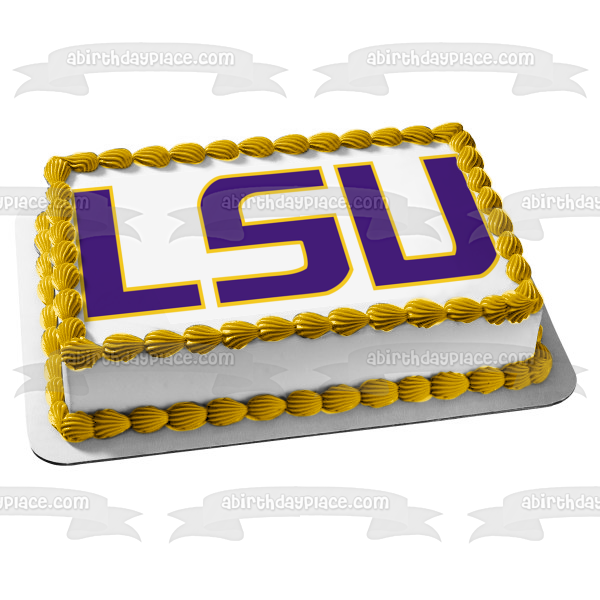 Imagen comestible para tarta con logotipo de LSU Tigers y Lady Tigers, equipos atléticos de la Universidad Estatal de Luisiana, ABPID00414 