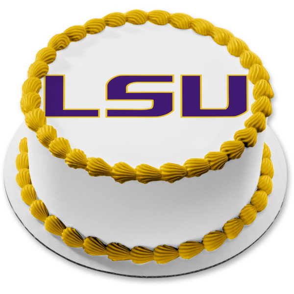 Imagen comestible para tarta con logotipo de LSU Tigers y Lady Tigers, equipos atléticos de la Universidad Estatal de Luisiana, ABPID00414 