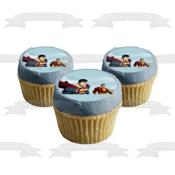 Superman and Shazam Edible Cake Topper Image ABPID00425