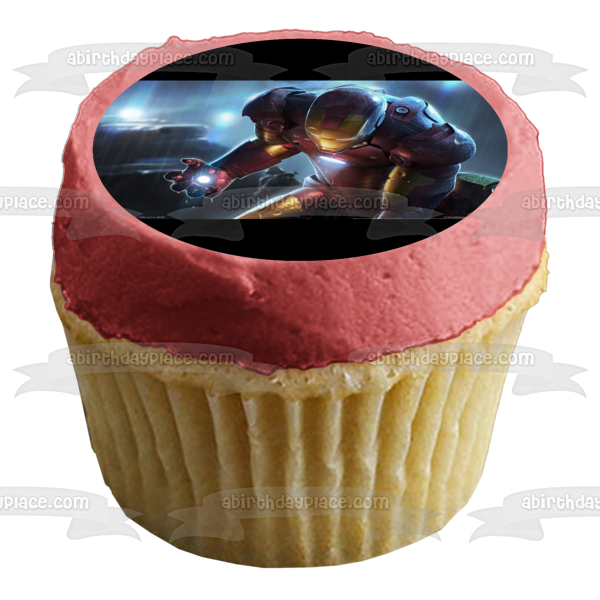 Iron Man Crouching In the Rain Tony Stark Edible Cake Topper Image ABPID00429