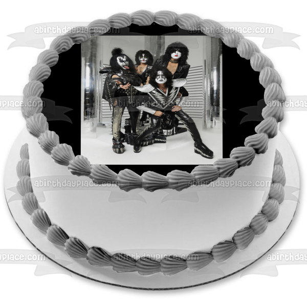 Kiss Gene Simmons Paul Stanley Ace Frehley y Peter Criss Imagen comestible para decoración de tarta ABPID00504 