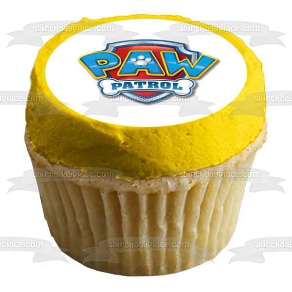 Paw Patrol Logo Escudo Hueso Pawprint Adorno comestible para tarta Imagen ABPID00538 