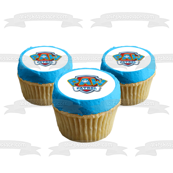 Paw Patrol Logo Escudo Hueso Pawprint Adorno comestible para tarta Imagen ABPID00538 