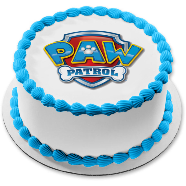 Paw Patrol Logo Escudo Hueso Pawprint Adorno comestible para tarta Imagen ABPID00538 