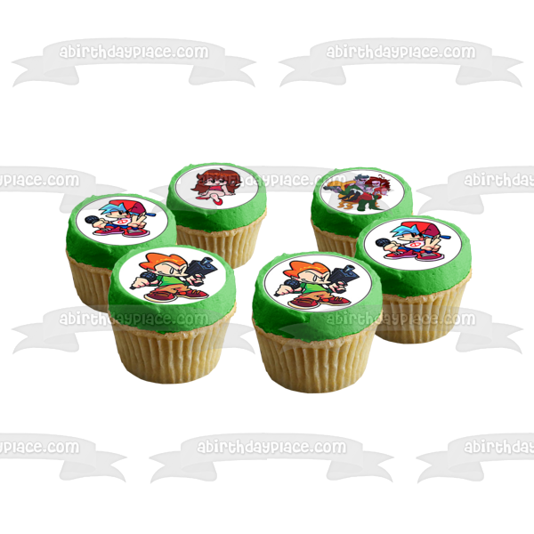 Friday Night Funkin Boyfriend Girlfriend Daddy Dearest Edible Cupcake Topper Images ABPID55090