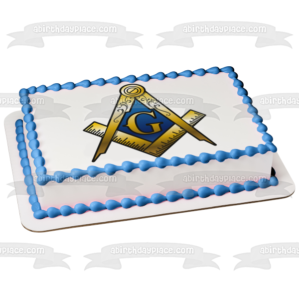 Mason Logo Masonic Lodge Square and Compass Freemasonry Edible Cake Topper Image ABPID55094