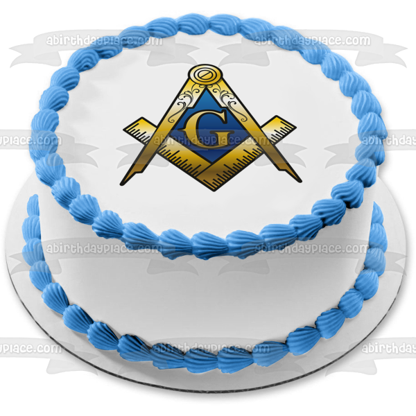 Mason Logo Masonic Lodge Square and Compass Freemasonry Edible Cake Topper Image ABPID55094