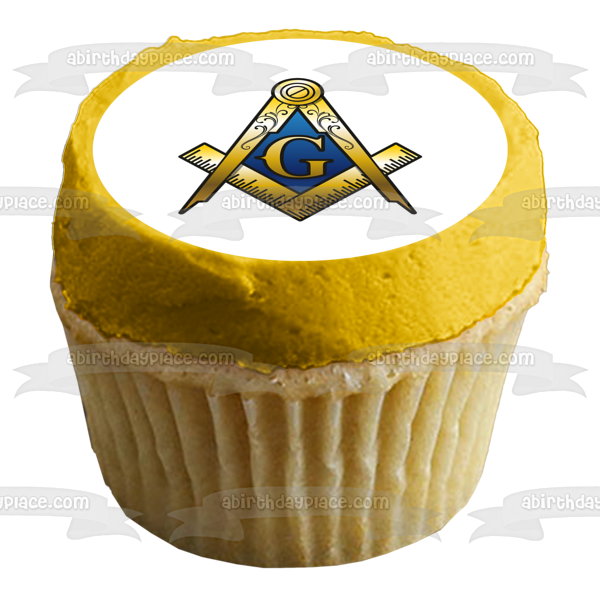 Mason Logo Masonic Lodge Square and Compass Freemasonry Edible Cake Topper Image ABPID55094