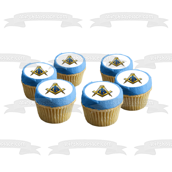 Mason Logo Masonic Lodge Square and Compass Freemasonry Edible Cake Topper Image ABPID55094