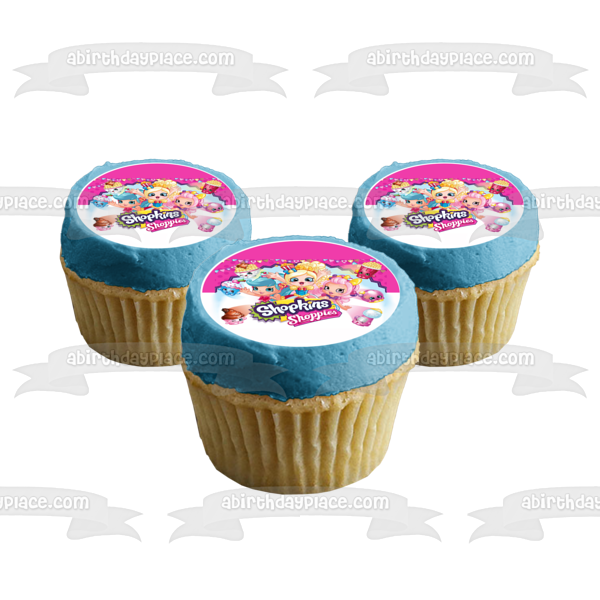 Shopkins Chef Club Shoppies Bubbleisha Jessicake Peppa-Mint Edible Cake Topper Image ABPID00658