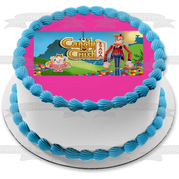 Candy Crush Saga King Colorful Gumdrops Edible Cake Topper Image ABPID00660