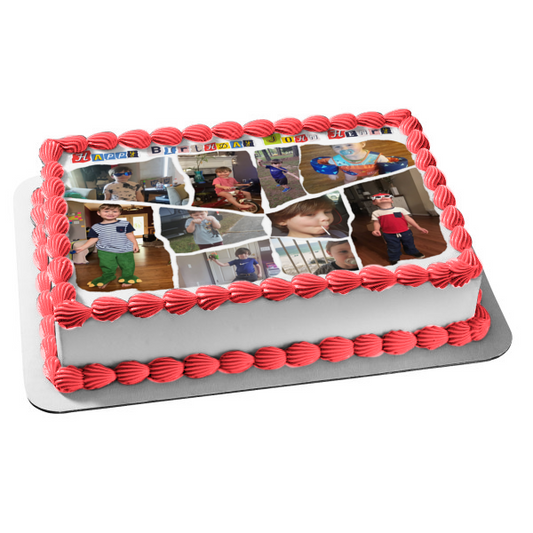 Torn Paper Photo Collage Add Your Own Photos Customizeable Photo Frame Edible Cake Topper Image Frame ABPID55095