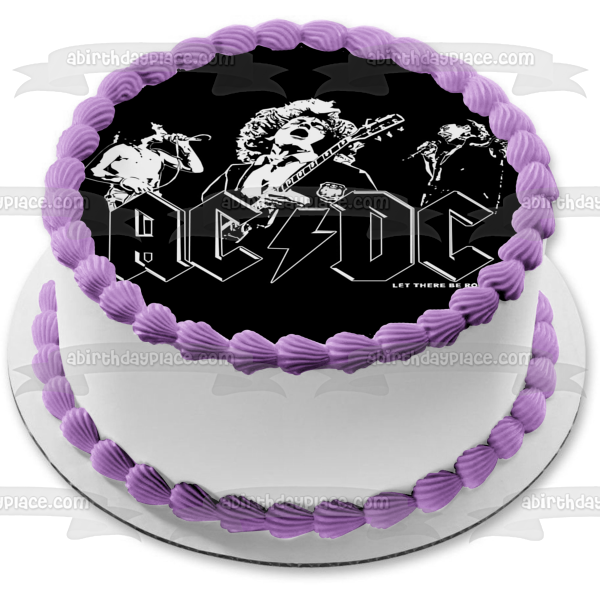 AC/DC Let There Be Rock Adorno comestible para tarta en blanco y negro Imagen ABPID00723 