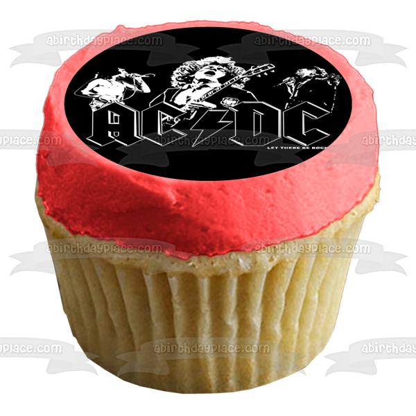 AC/DC Let There Be Rock Adorno comestible para tarta en blanco y negro Imagen ABPID00723 