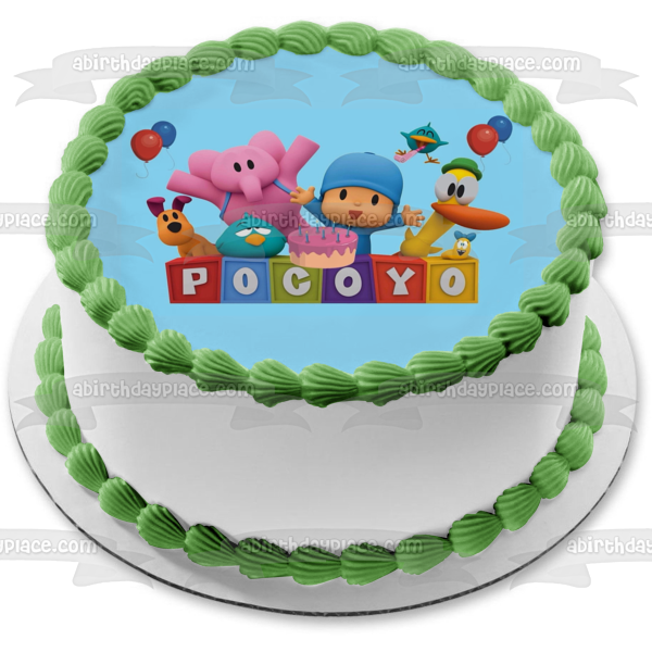 Imagen comestible para tarta de cumpleaños de Pocoyó, Pato Elly Loula, ABPID00762 