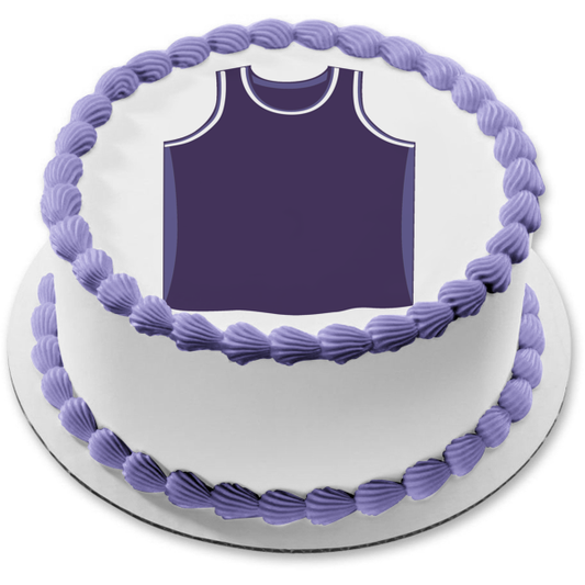 Camiseta de baloncesto Púrpura Blanco Deportes Edible Cake Topper Imagen ABPID00763 