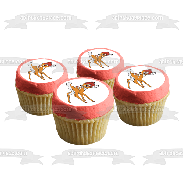 Bambi Fawn White Background Edible Cake Topper Image ABPID00759