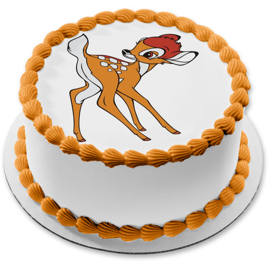 Bambi Fawn White Background Edible Cake Topper Image ABPID00759