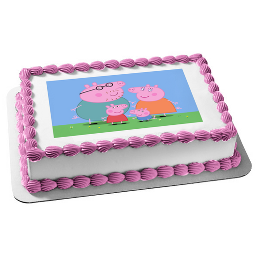 Peppa Pig Mamá Papá George Adorno comestible para tarta Imagen ABPID00802 