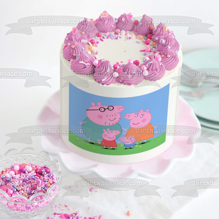 Peppa Pig Mamá Papá George Adorno comestible para tarta Imagen ABPID00802 