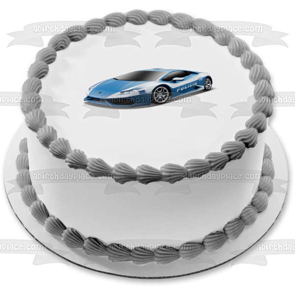 Decoración comestible para tarta con coche de policía azul, imagen ABPID00811 