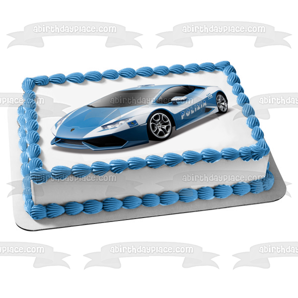 Decoración comestible para tarta con coche de policía azul, imagen ABPID00811 