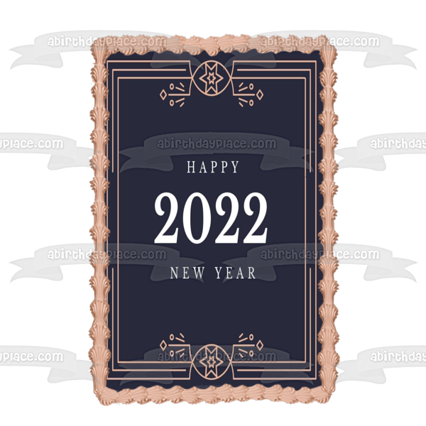 Happy New Year 2022 Edible Cake Topper Image ABPID55136