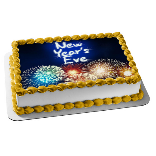 New Year's Eve Fireworks Edible Cake Topper Image ABPID55140