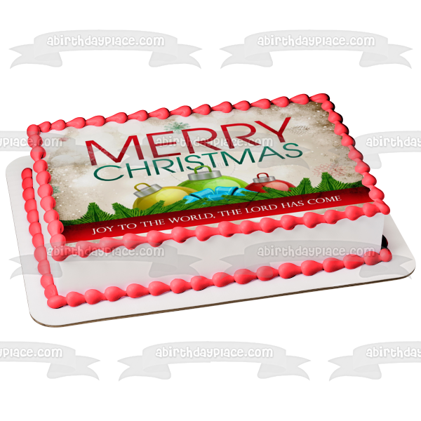 Feliz Navidad, alegría para el mundo, el Señor ha venido, decoración comestible para tarta, imagen ABPID55113 