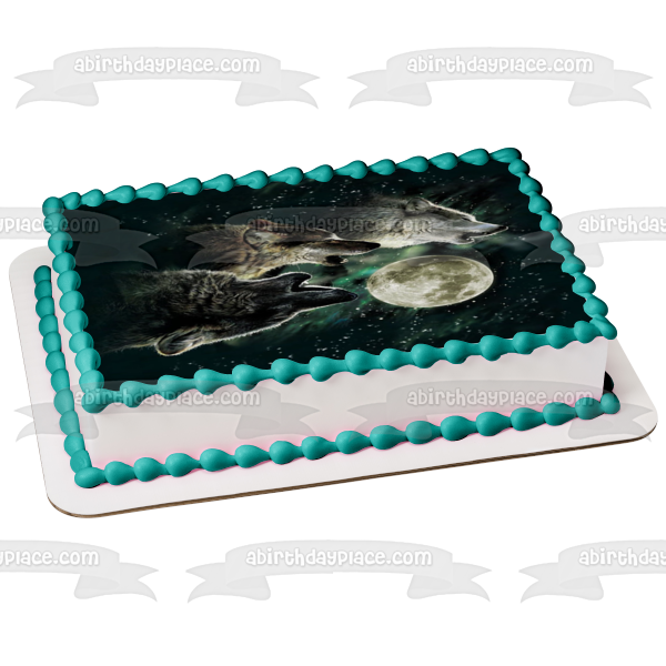 Imagen comestible para decoración de tarta con 3 lunas y lobos ABPID55162 