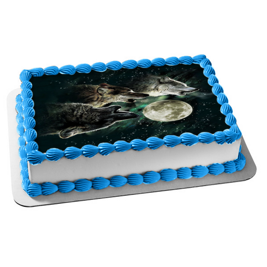 3 Wolf Moon Edible Cake Topper Image ABPID55162