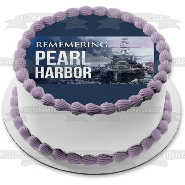 Remembering Pearl Harbor Large Naval Ship Edible Cake Topper Image ABPID55158