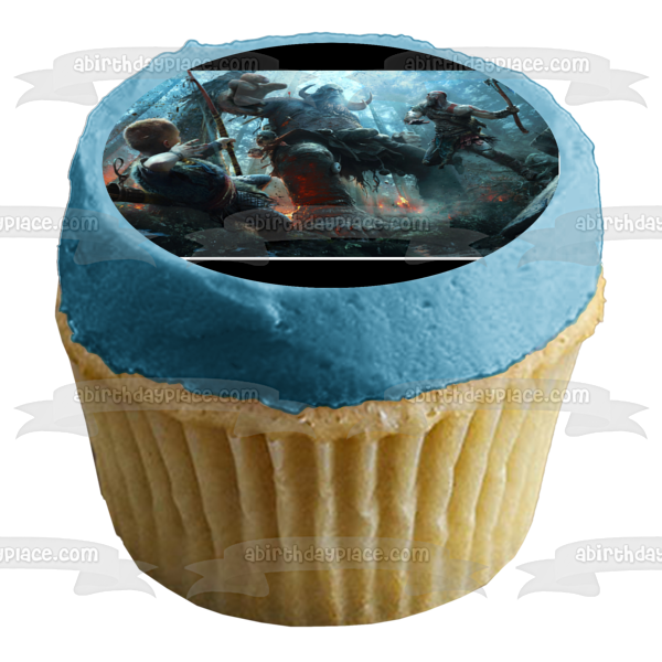 God of War Battle Scene Edible Cake Topper Image ABPID00823