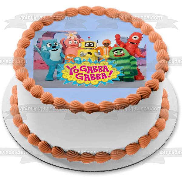 Yo Gabba Gabba Muno Foofa Brobee Toodee y Plex saludando como decoración comestible para tarta imagen ABPID00855 