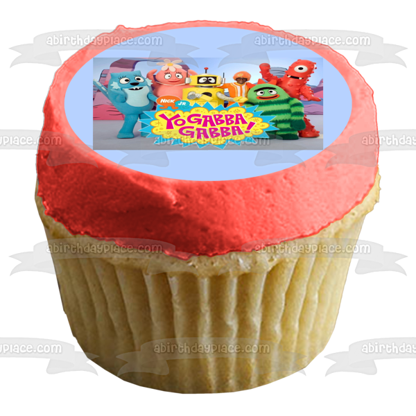 Yo Gabba Gabba Muno Foofa Brobee Toodee y Plex saludando como decoración comestible para tarta imagen ABPID00855 