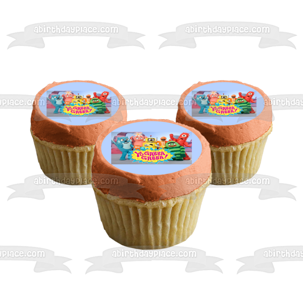 Yo Gabba Gabba Muno Foofa Brobee Toodee y Plex saludando como decoración comestible para tarta imagen ABPID00855 